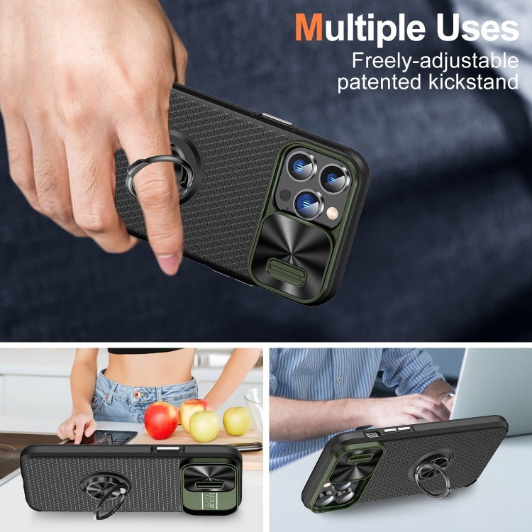 For iPhone 13 Pro Sliding Camshield Armor Phone Case with Ring Holder