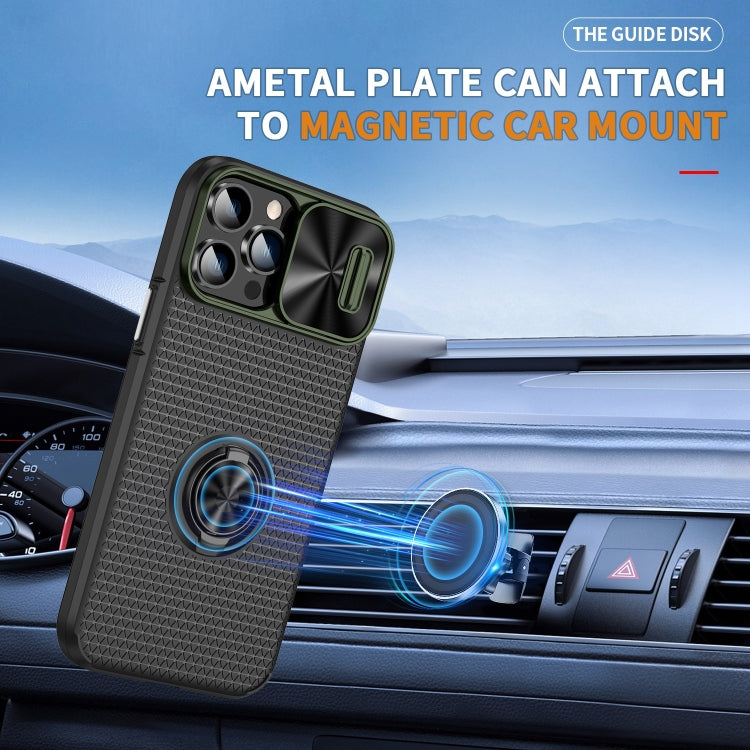 For iPhone 13 Pro Sliding Camshield Armor Phone Case with Ring Holder