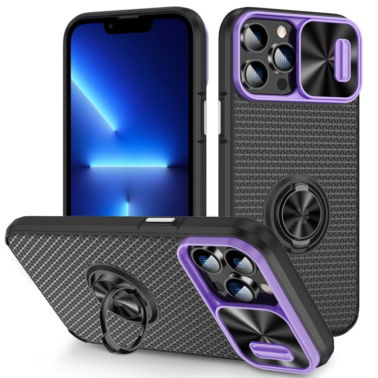 For iPhone 13 Pro Sliding Camshield Armor Phone Case with Ring Holder