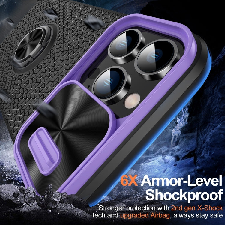 For iPhone 13 Pro Sliding Camshield Armor Phone Case with Ring Holder