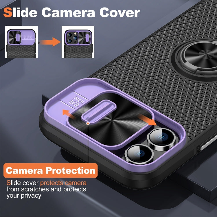 For iPhone 13 Pro Sliding Camshield Armor Phone Case with Ring Holder