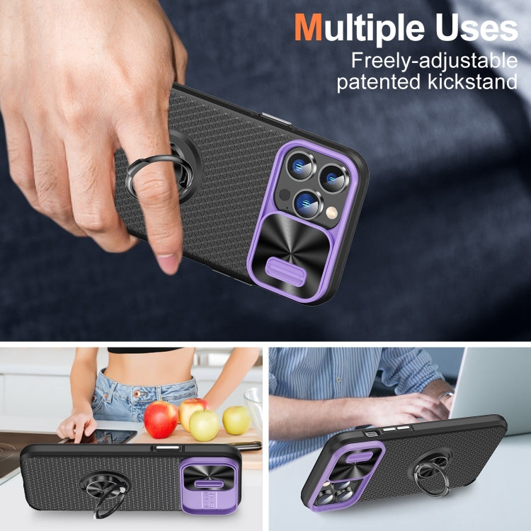For iPhone 13 Pro Sliding Camshield Armor Phone Case with Ring Holder