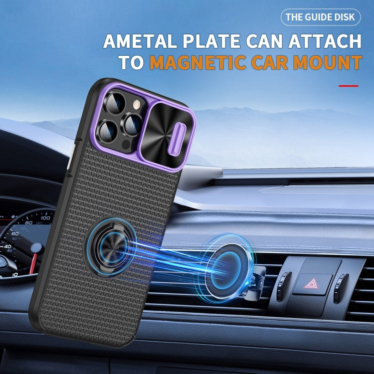For iPhone 13 Pro Sliding Camshield Armor Phone Case with Ring Holder