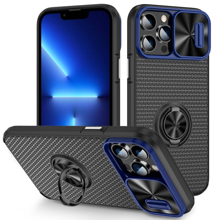 For iPhone 13 Pro Max Sliding Camshield Armor Phone Case with Ring Holder