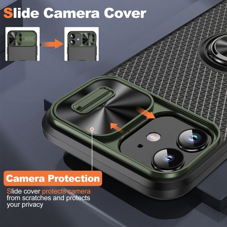 For iPhone 12 Sliding Camshield Armor Phone Case with Ring Holder