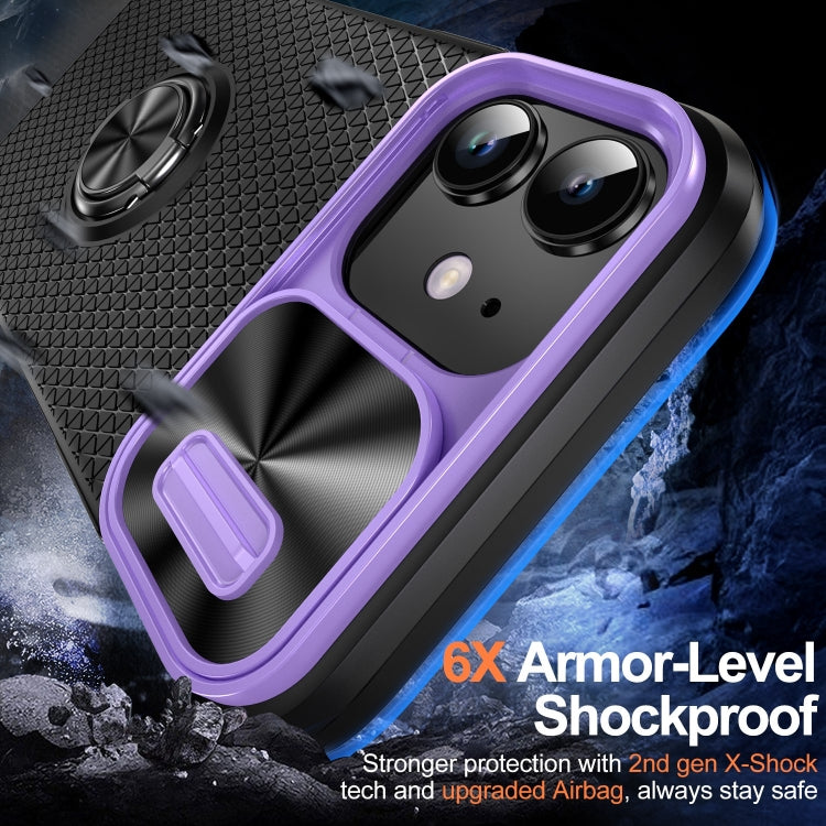 For iPhone 12 Sliding Camshield Armor Phone Case with Ring Holder