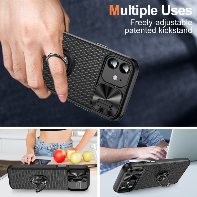 For iPhone 11 Sliding Camshield Armor Phone Case with Ring Holder
