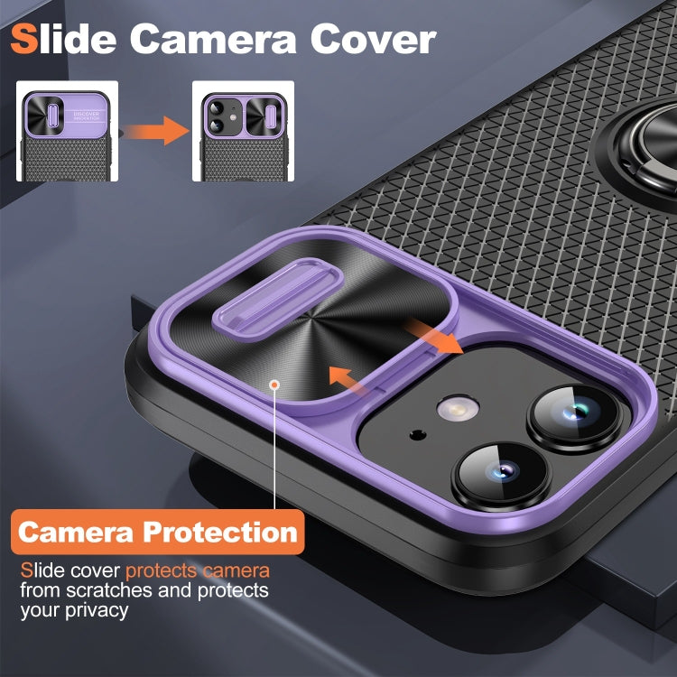 For iPhone 11 Sliding Camshield Armor Phone Case with Ring Holder