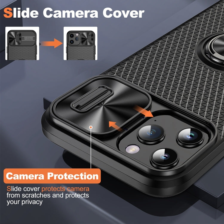 For iPhone 11 Pro Max Sliding Camshield Armor Phone Case with Ring Holder