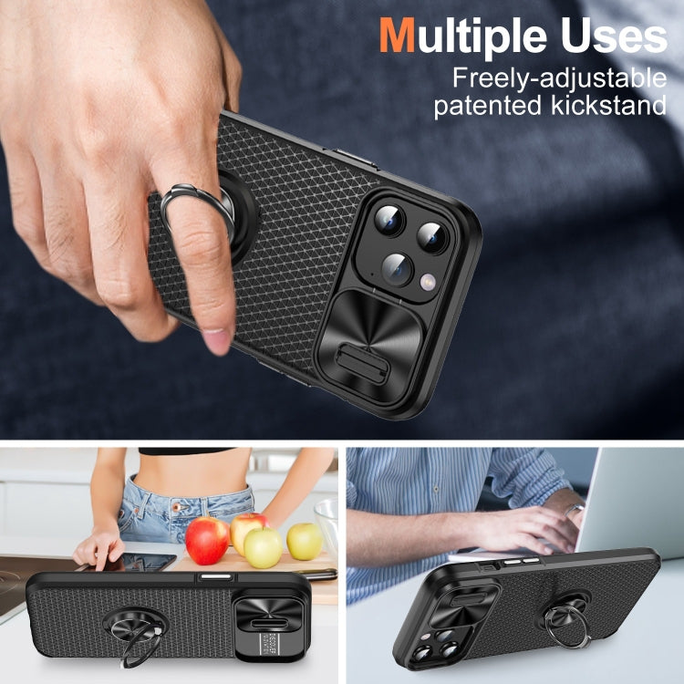 For iPhone 11 Pro Max Sliding Camshield Armor Phone Case with Ring Holder