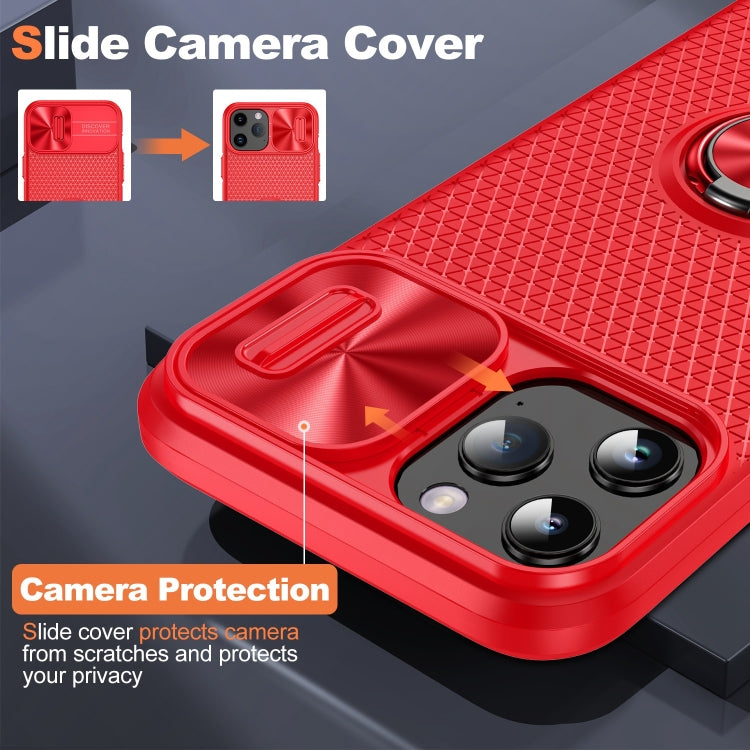 For iPhone 11 Pro Max Sliding Camshield Armor Phone Case with Ring Holder