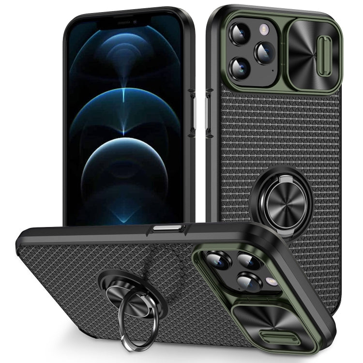 For iPhone 11 Pro Max Sliding Camshield Armor Phone Case with Ring Holder