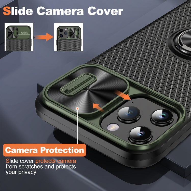 For iPhone 11 Pro Max Sliding Camshield Armor Phone Case with Ring Holder
