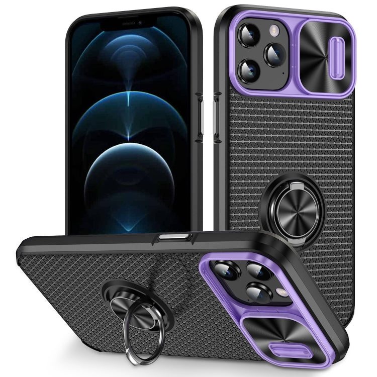 For iPhone 11 Pro Max Sliding Camshield Armor Phone Case with Ring Holder