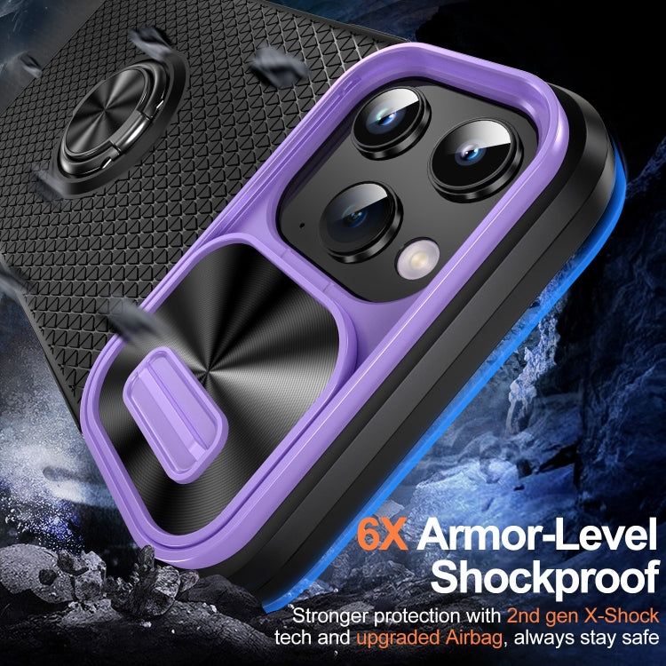 For iPhone 11 Pro Max Sliding Camshield Armor Phone Case with Ring Holder