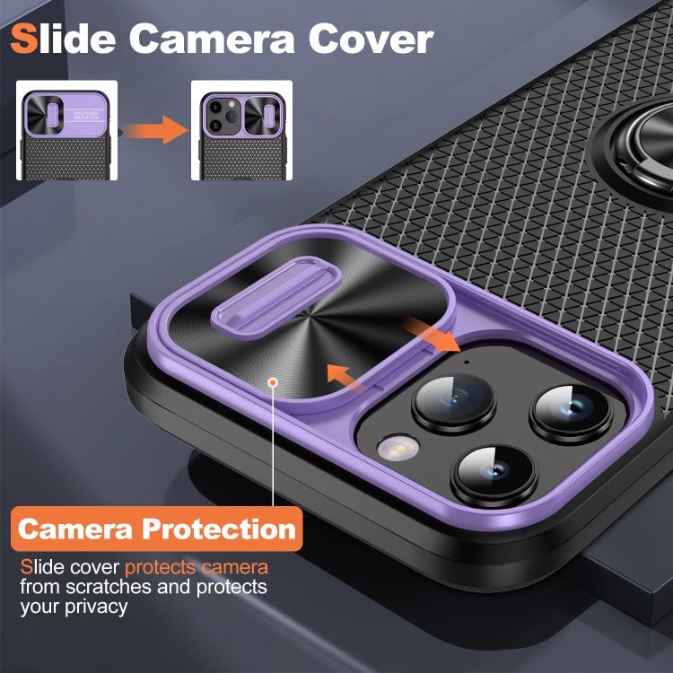 For iPhone 11 Pro Max Sliding Camshield Armor Phone Case with Ring Holder