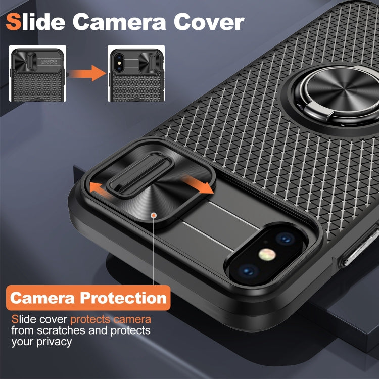 For iPhone XR Sliding Camshield Armor Phone Case with Ring Holder