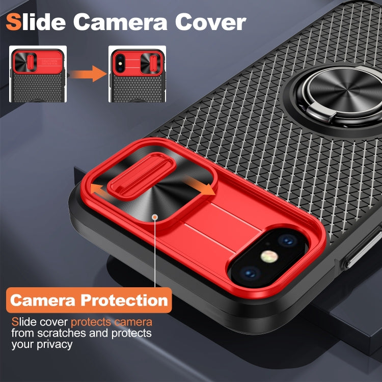 For iPhone XR Sliding Camshield Armor Phone Case with Ring Holder