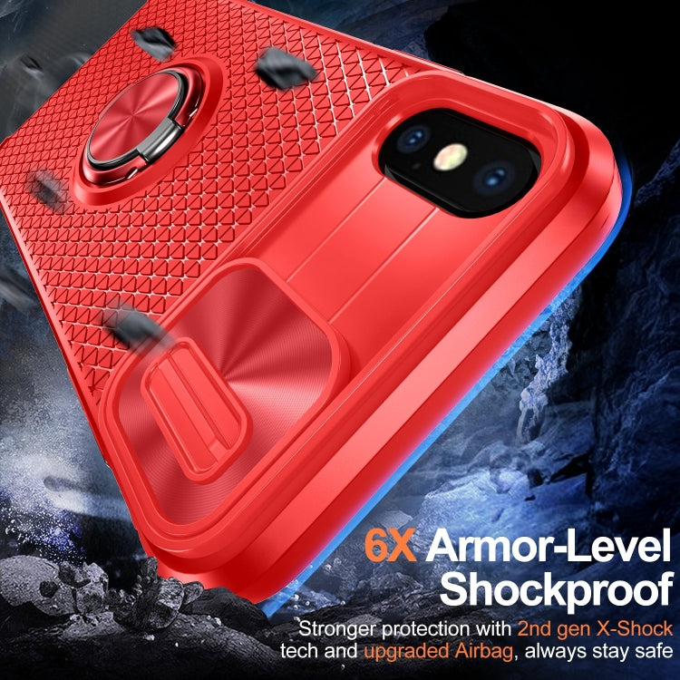 For iPhone XR Sliding Camshield Armor Phone Case with Ring Holder