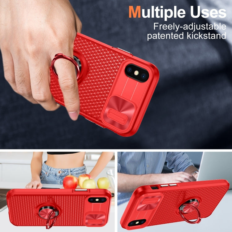 For iPhone XR Sliding Camshield Armor Phone Case with Ring Holder