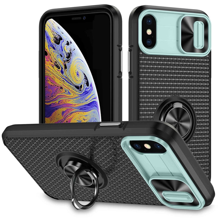 For iPhone XR Sliding Camshield Armor Phone Case with Ring Holder