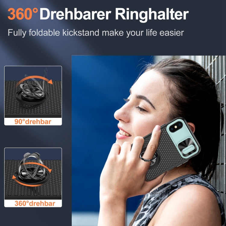 For iPhone XR Sliding Camshield Armor Phone Case with Ring Holder