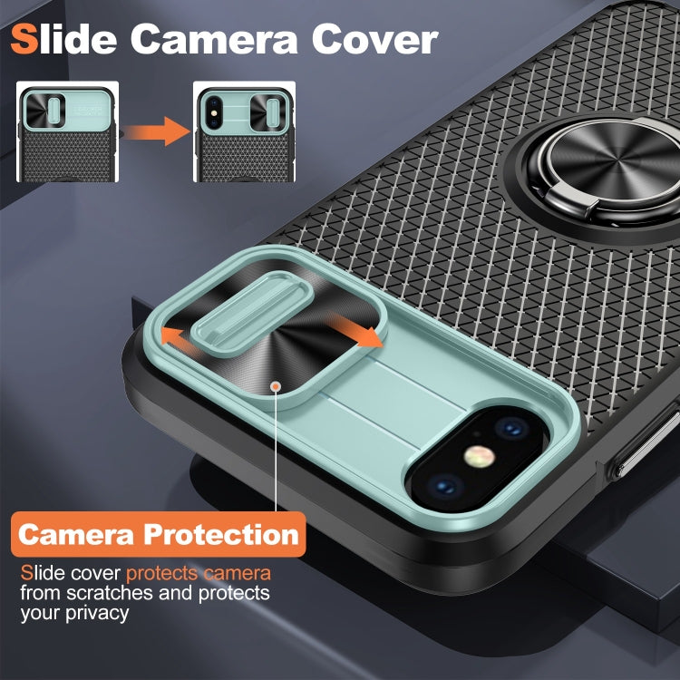 For iPhone XR Sliding Camshield Armor Phone Case with Ring Holder