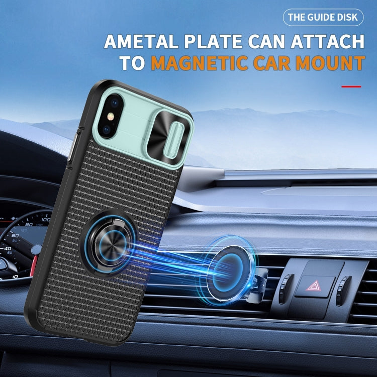For iPhone XR Sliding Camshield Armor Phone Case with Ring Holder