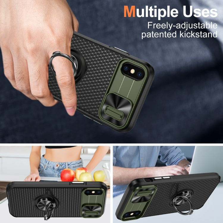 For iPhone XR Sliding Camshield Armor Phone Case with Ring Holder