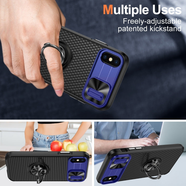 For iPhone XS Max Sliding Camshield Armor Phone Case with Ring Holder