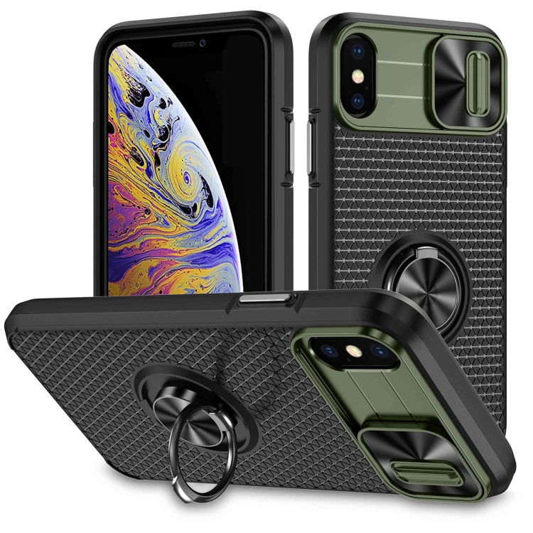 For iPhone XS Max Sliding Camshield Armor Phone Case with Ring Holder