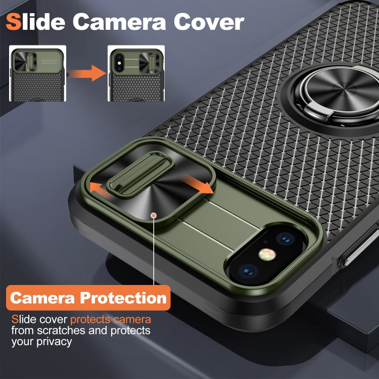 For iPhone XS Max Sliding Camshield Armor Phone Case with Ring Holder