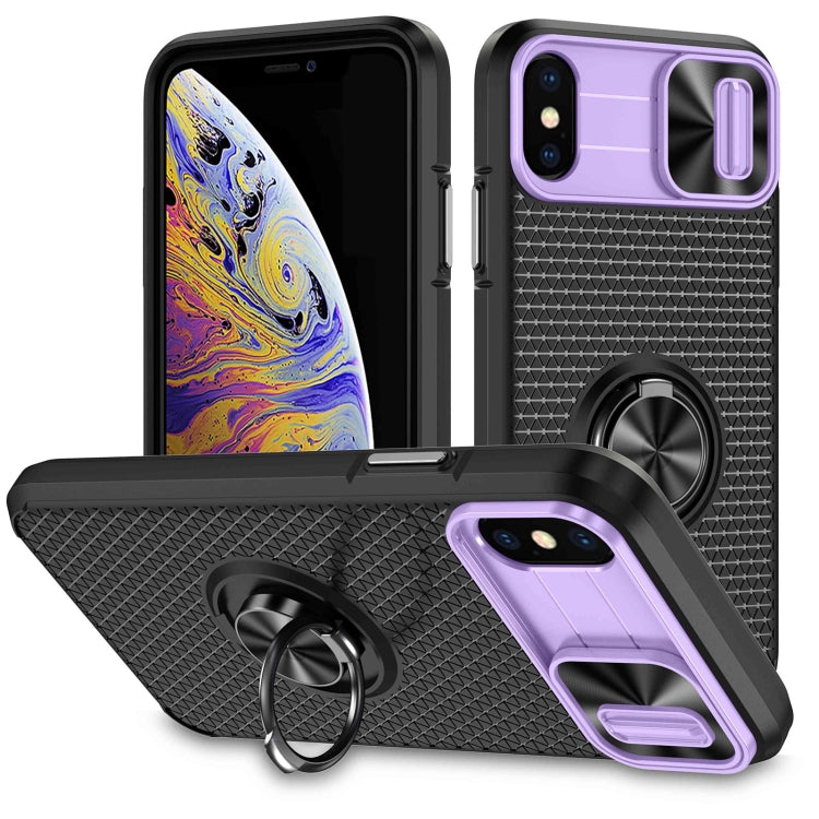 For iPhone XS Max Sliding Camshield Armor Phone Case with Ring Holder