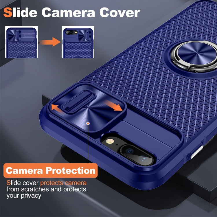 For iPhone SE 2022 / 2020 / 7 / 8 Sliding Camshield Armor Phone Case with Ring Holder