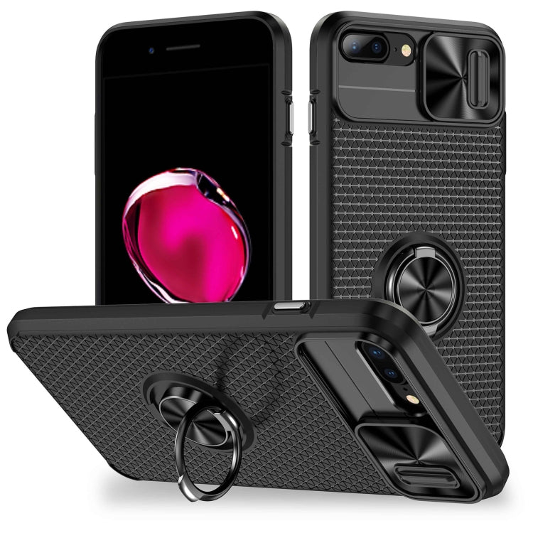 For iPhone SE 2022 / 2020 / 7 / 8 Sliding Camshield Armor Phone Case with Ring Holder