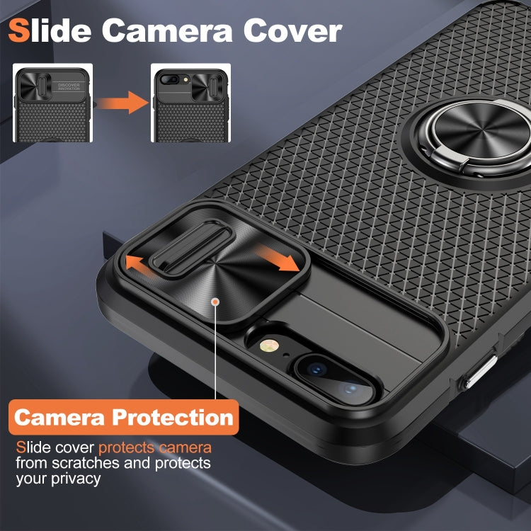 For iPhone SE 2022 / 2020 / 7 / 8 Sliding Camshield Armor Phone Case with Ring Holder