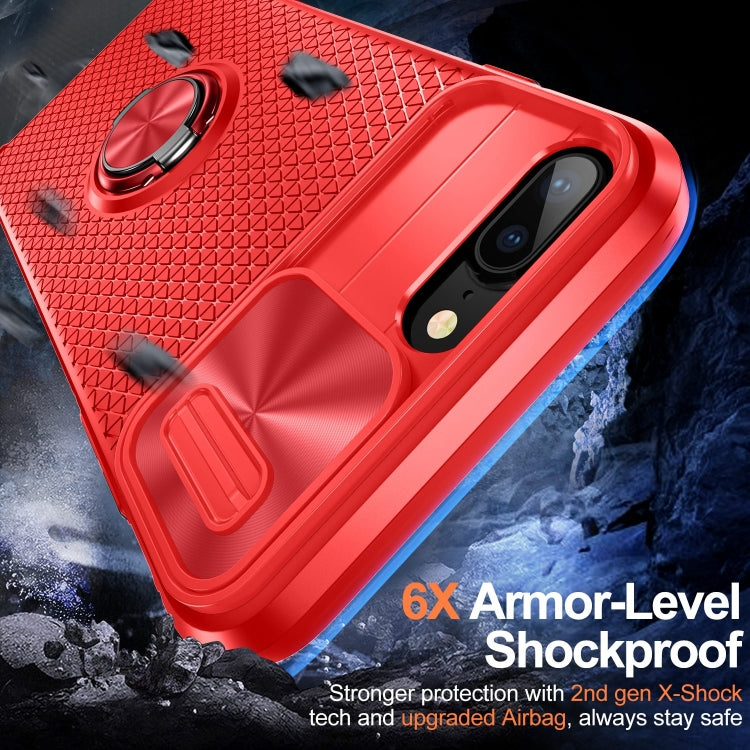 For iPhone SE 2022 / 2020 / 7 / 8 Sliding Camshield Armor Phone Case with Ring Holder