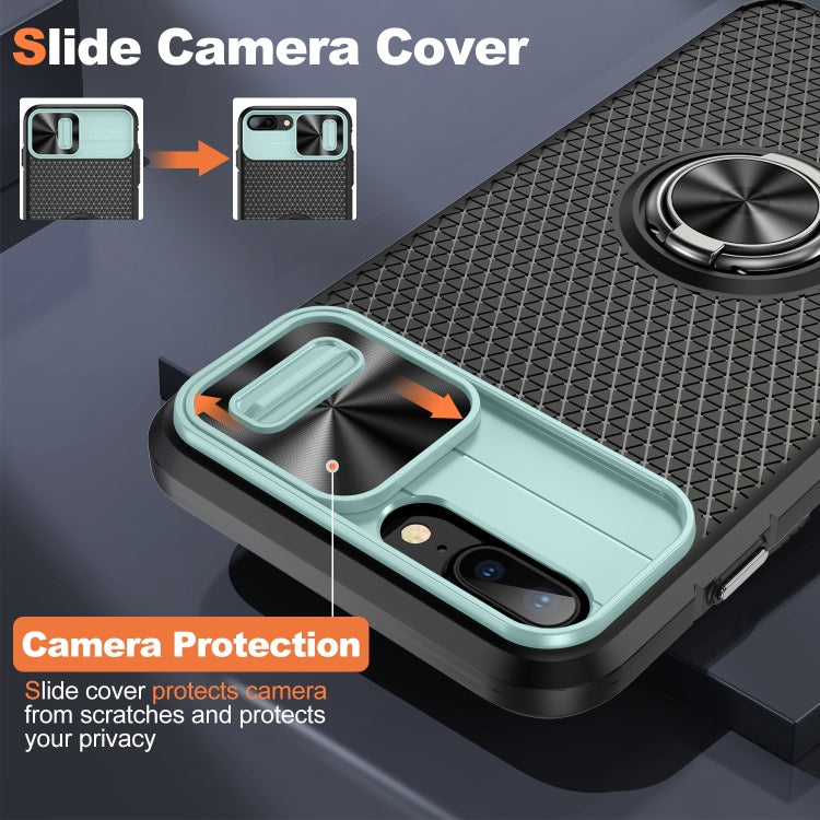 For iPhone SE 2022 / 2020 / 7 / 8 Sliding Camshield Armor Phone Case with Ring Holder