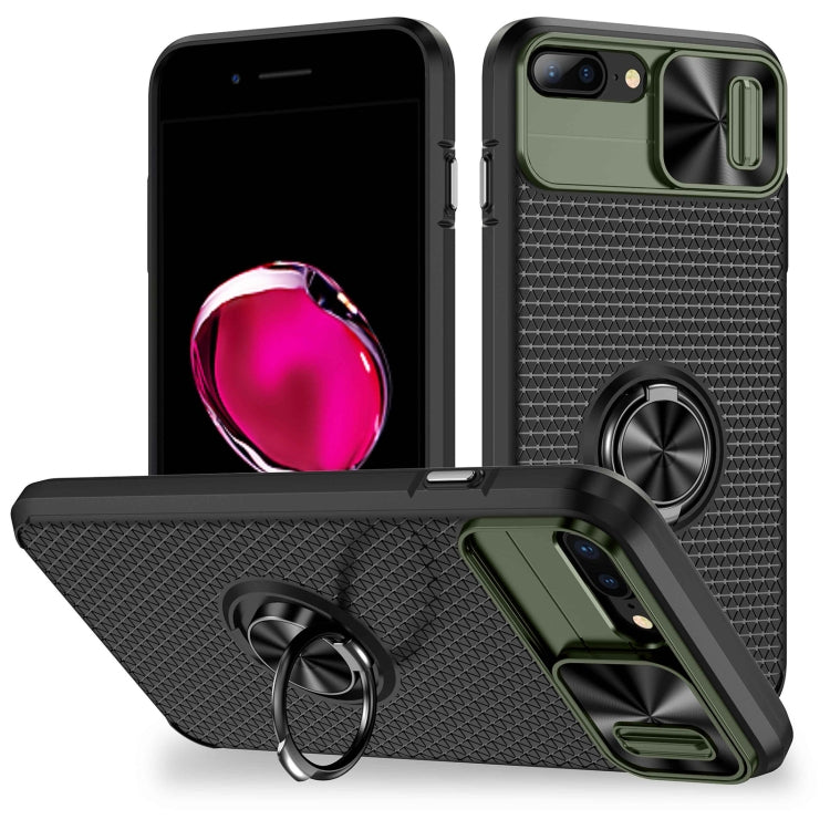 For iPhone SE 2022 / 2020 / 7 / 8 Sliding Camshield Armor Phone Case with Ring Holder