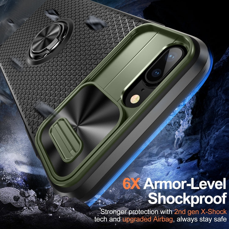 For iPhone SE 2022 / 2020 / 7 / 8 Sliding Camshield Armor Phone Case with Ring Holder