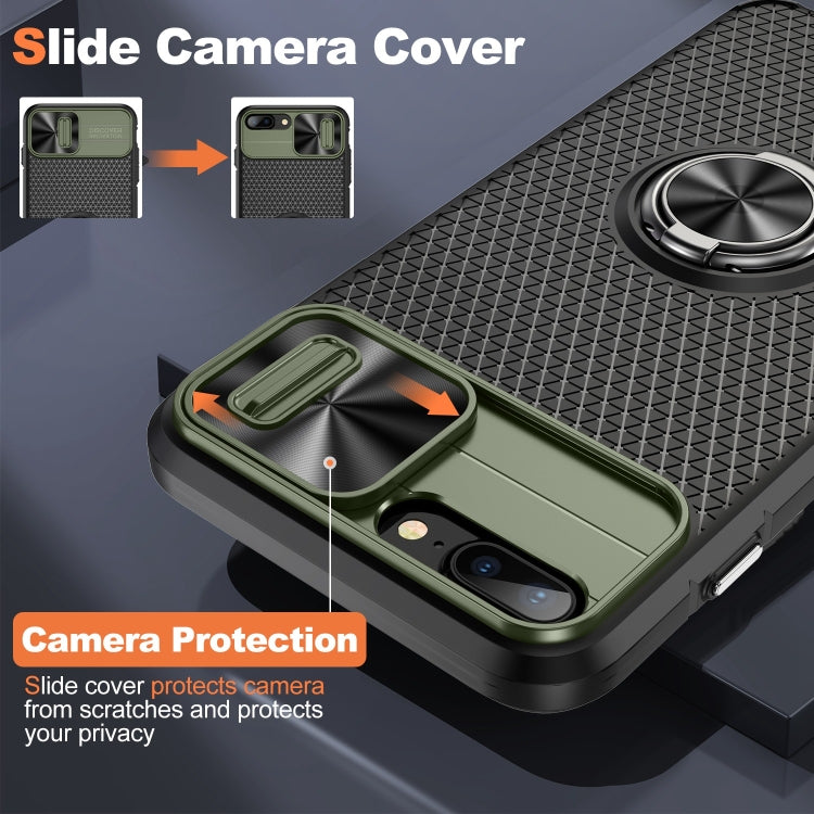 For iPhone SE 2022 / 2020 / 7 / 8 Sliding Camshield Armor Phone Case with Ring Holder
