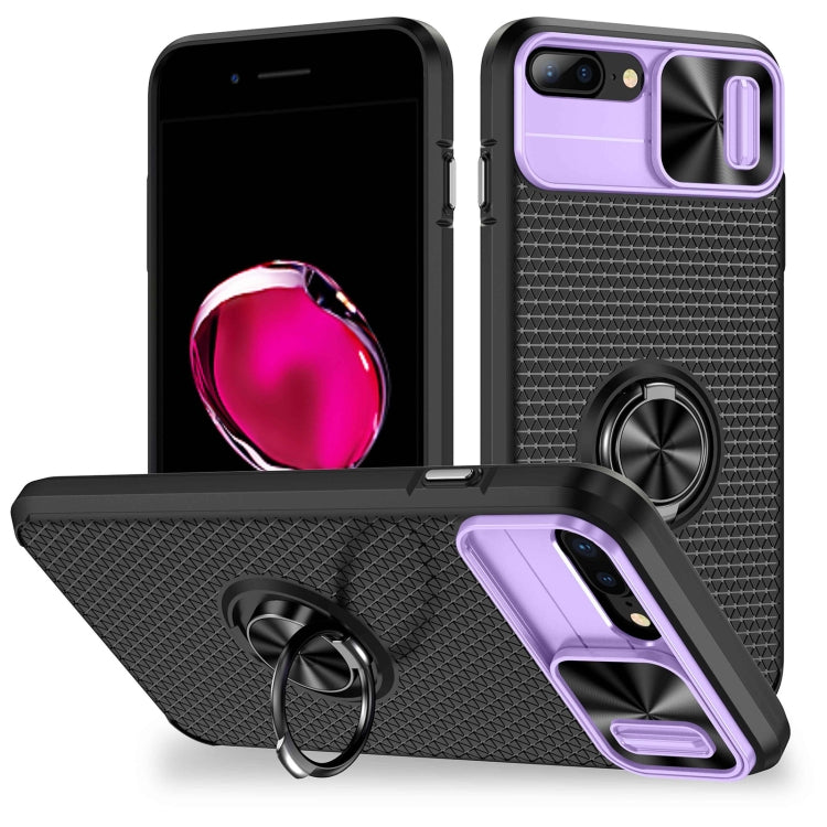For iPhone SE 2022 / 2020 / 7 / 8 Sliding Camshield Armor Phone Case with Ring Holder