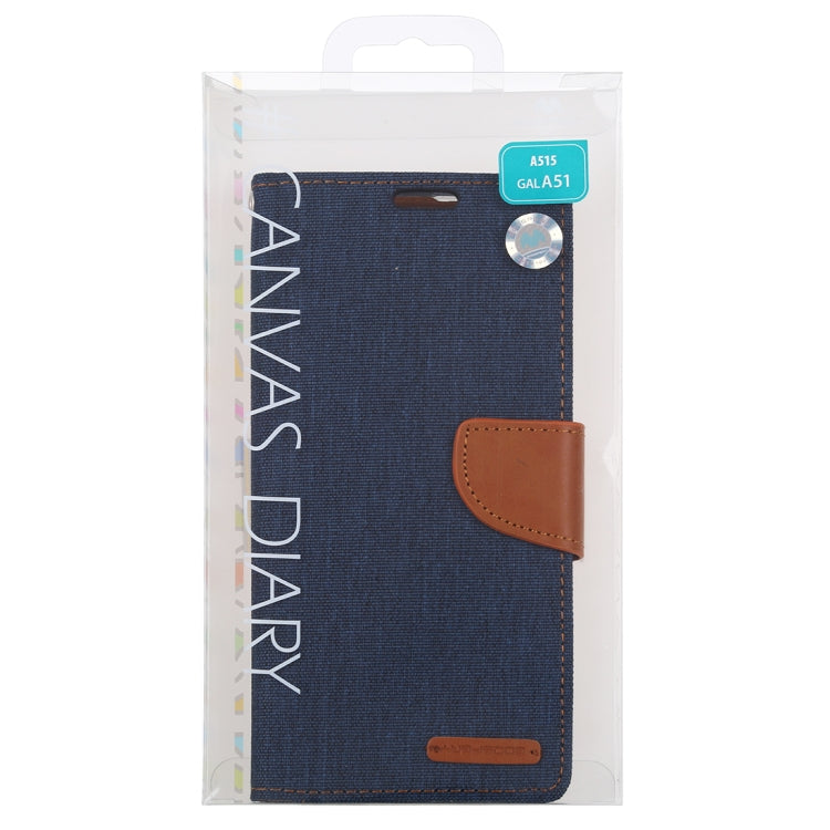 For Galaxy A51 GOOSPERY CANVAS DIARY Canvas Texture Horizontal Flip PU Leather Case, with Holder & Card Slots & Wallet