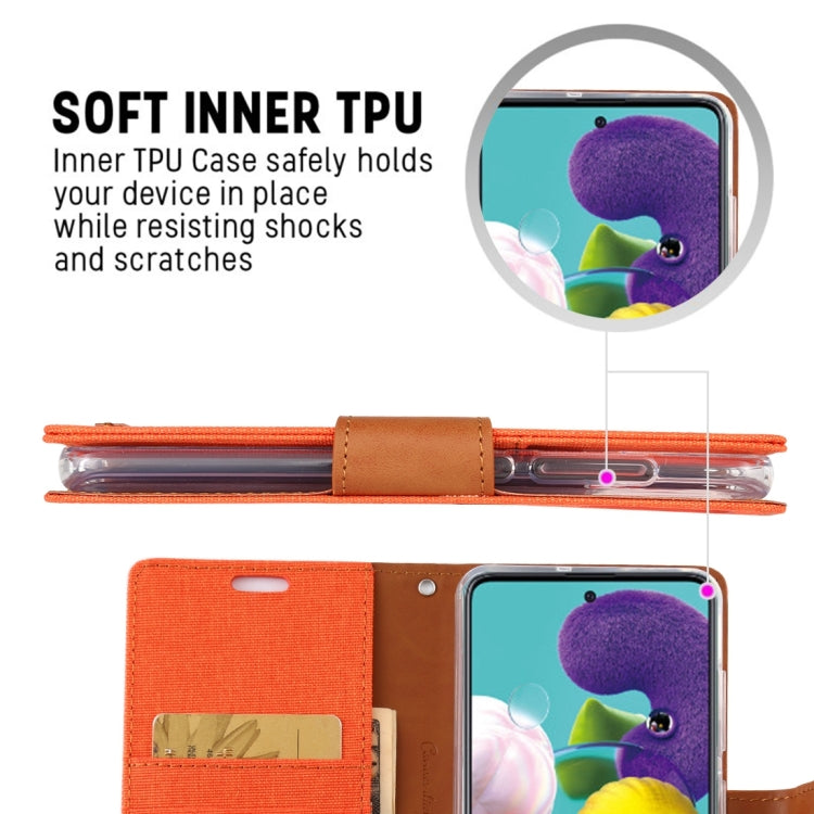 For Galaxy A51 GOOSPERY CANVAS DIARY Canvas Texture Horizontal Flip PU Leather Case, with Holder & Card Slots & Wallet