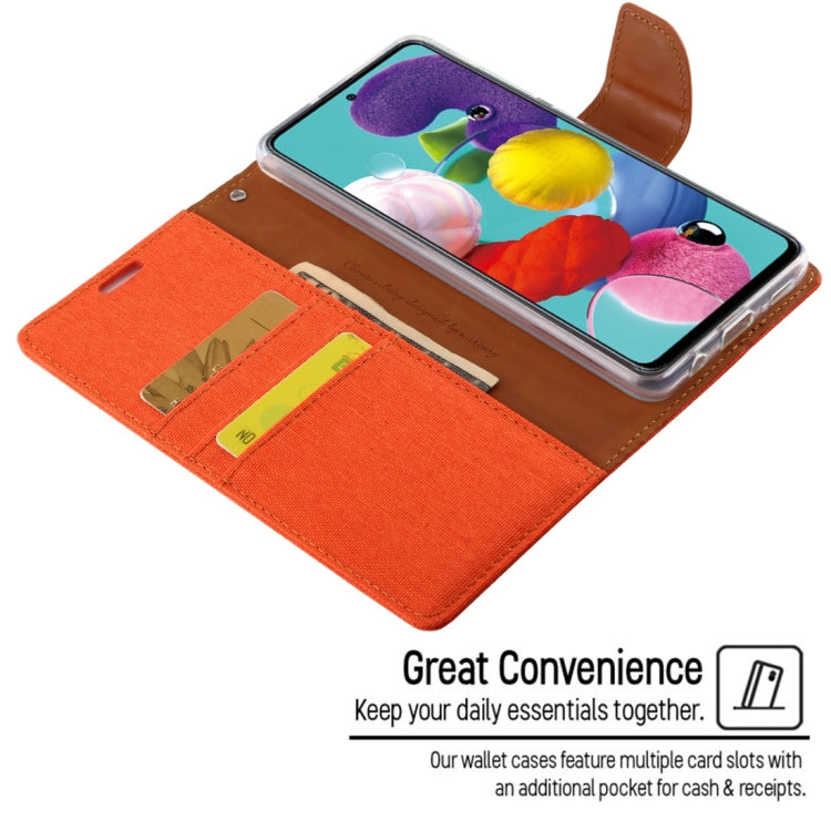 For Galaxy A51 GOOSPERY CANVAS DIARY Canvas Texture Horizontal Flip PU Leather Case, with Holder & Card Slots & Wallet