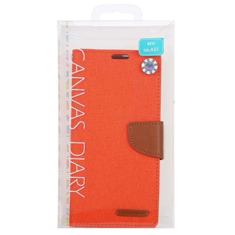 For Galaxy A51 GOOSPERY CANVAS DIARY Canvas Texture Horizontal Flip PU Leather Case, with Holder & Card Slots & Wallet