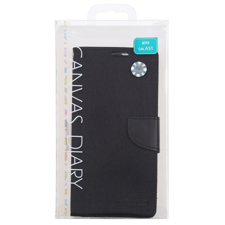 For Galaxy A51 GOOSPERY CANVAS DIARY Canvas Texture Horizontal Flip PU Leather Case, with Holder & Card Slots & Wallet