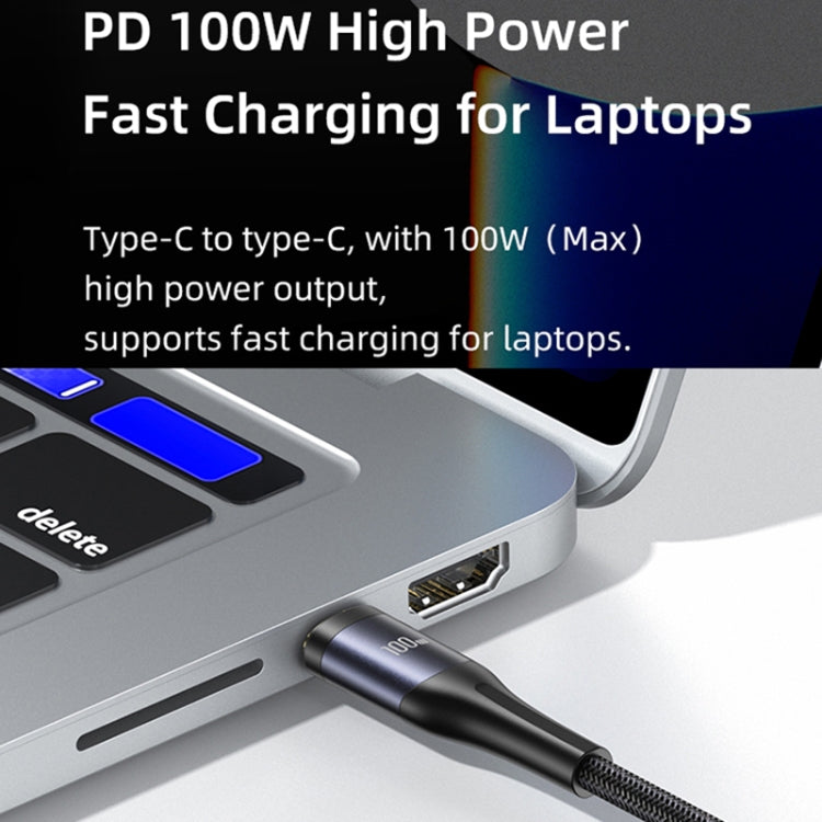 USAMS US-SJ600 U83 PD100W 3 in 1 Aluminum Alloy Transparent Digital Display Fast Charging Cable,Cable Length: 1.2m(Black)