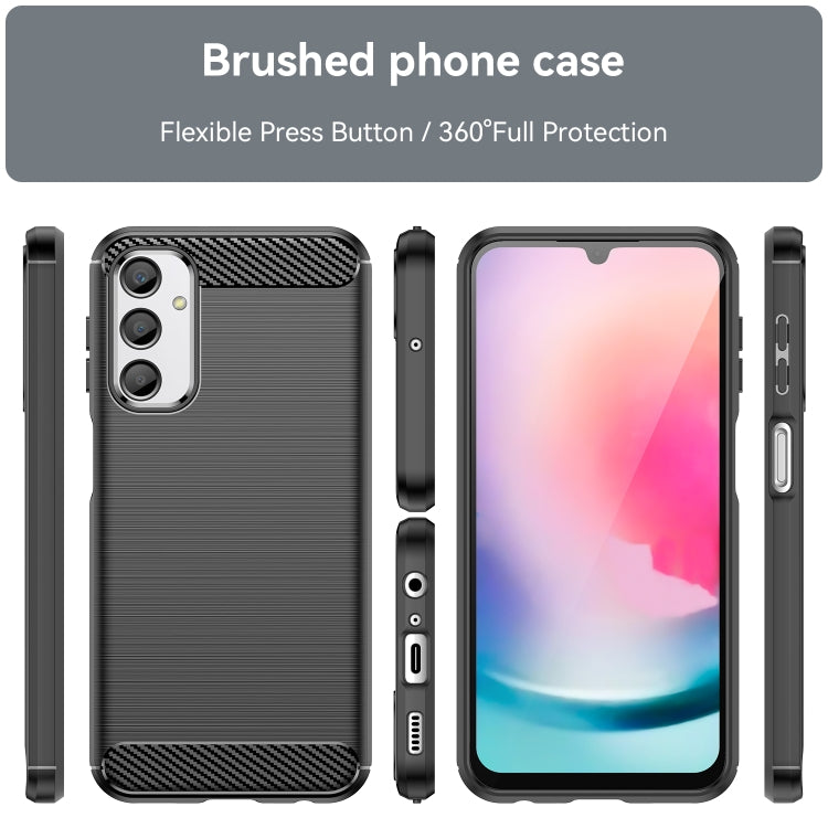 For Samsung Galaxy A24 4G Brushed Texture Carbon Fiber TPU Phone Case