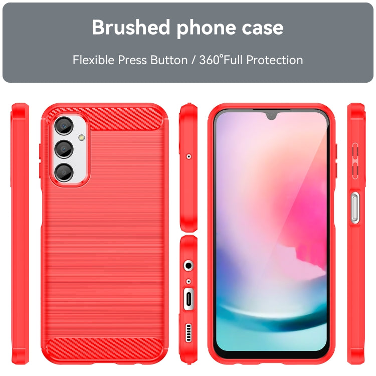 For Samsung Galaxy A24 4G Brushed Texture Carbon Fiber TPU Phone Case